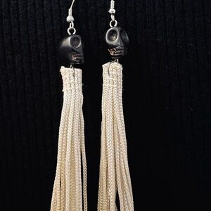 2010’s Black and White Skull Tassel Earrings
